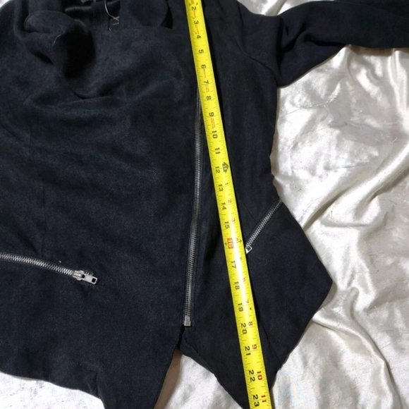 NWT Rampage Black Asymmetrical Zip Faux Micro Suede Long Sleeve Jacket - Picture 10 of 16